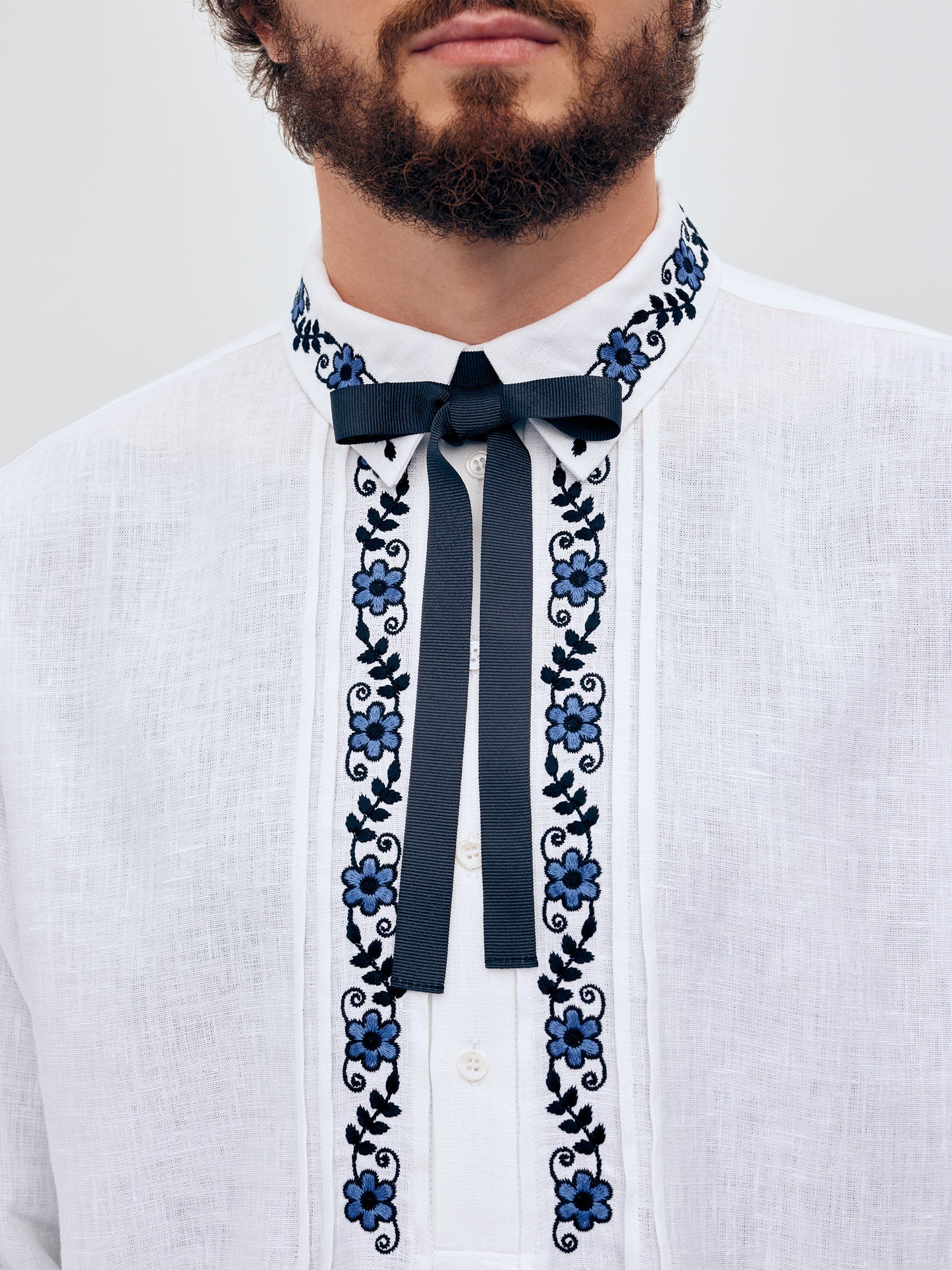 ETNODIM Чоловіча сорочка зі зйомною стрічкою "Івасик" білого кольору