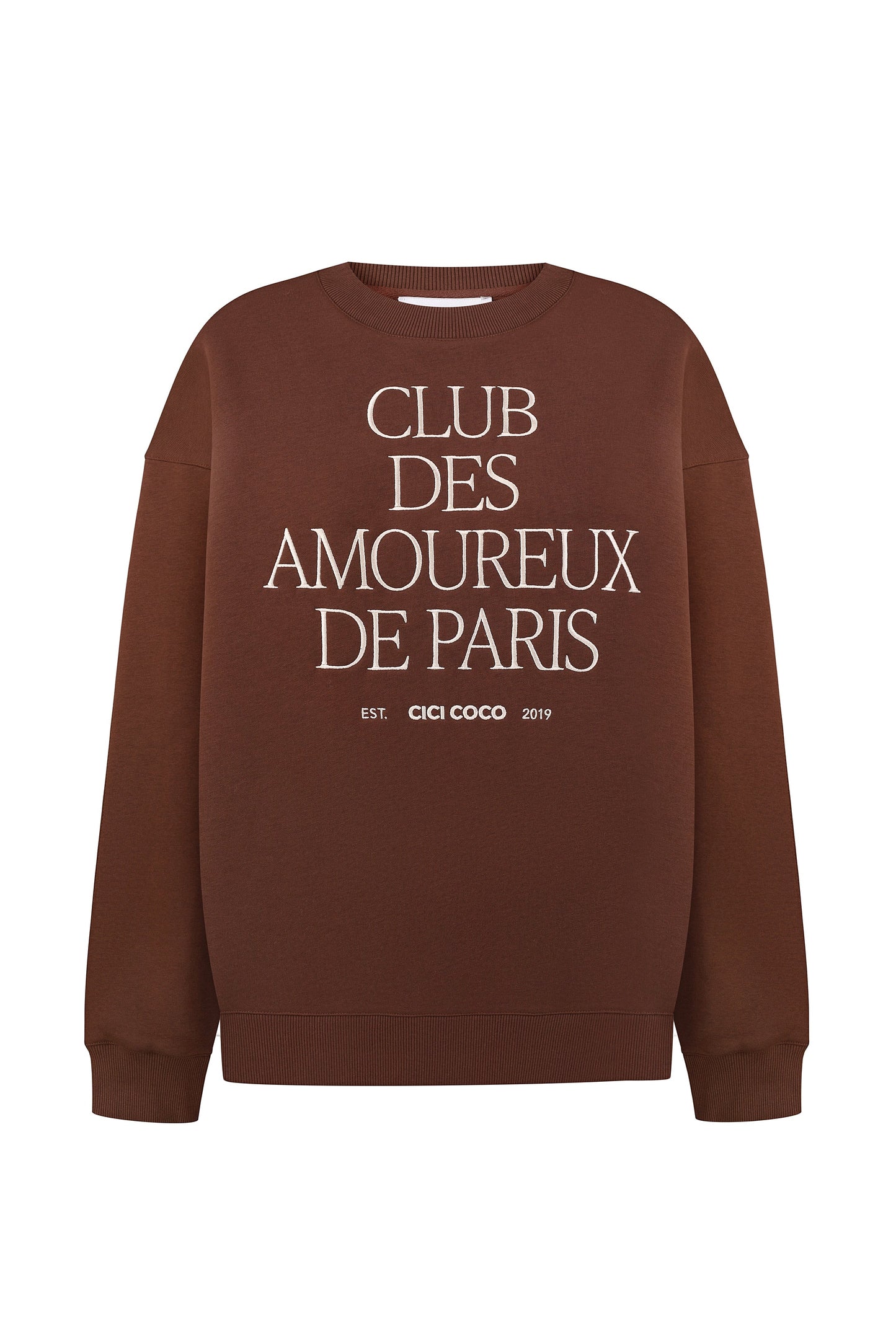 CICI COCO СВІТШОТ УТЕПЛЕНИЙ З ВИШИВКОЮ КОРИЧНЕВИЙ