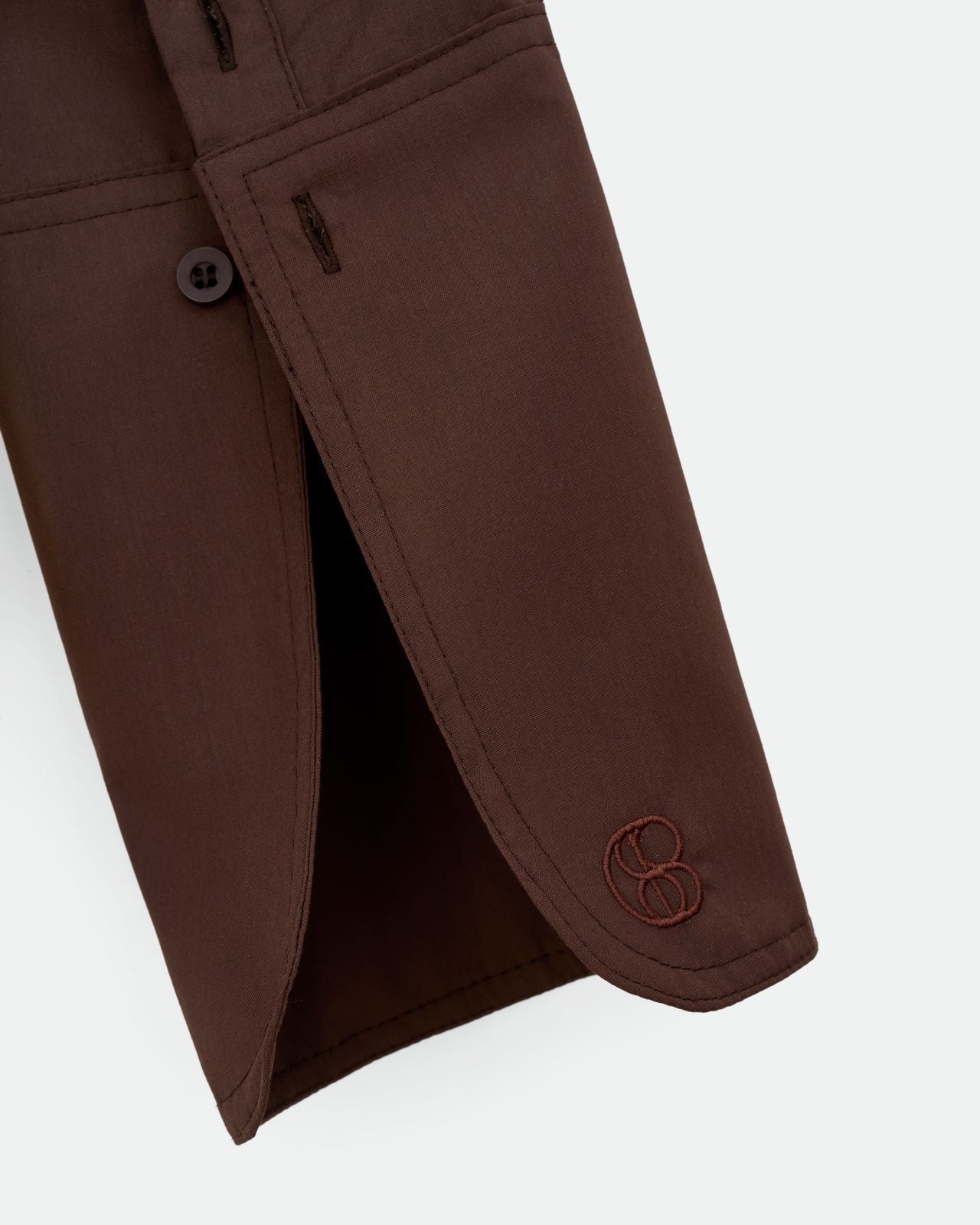 COOSH СОРОЧКА ПРИТАЛЕНОГО СИЛУЕТУ З ПОЯСОМ-ЗАВʼЯЗКОЮ, шоколадна