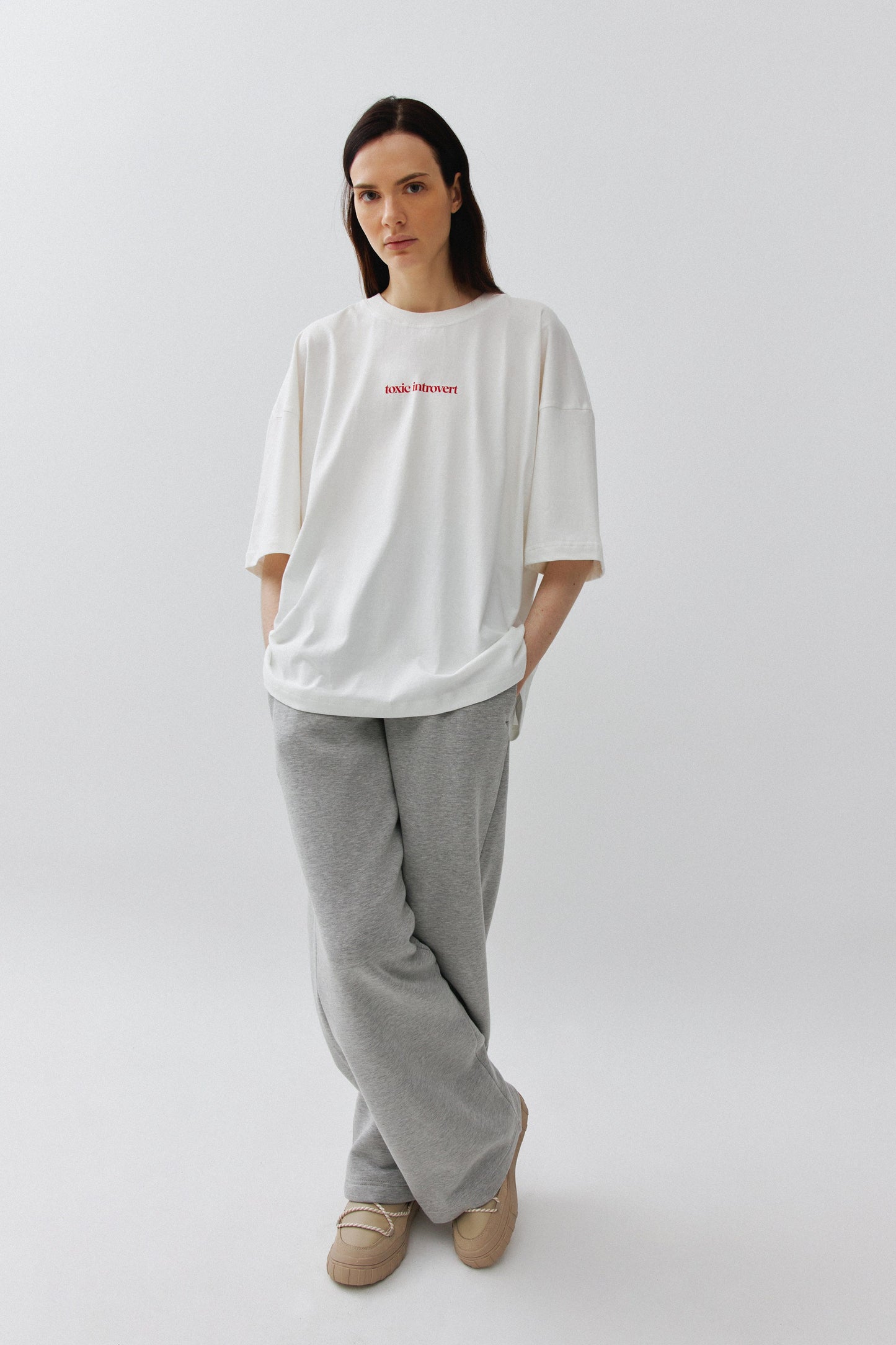 COOSH Футболка oversize TOXIC INTROVERT, біла