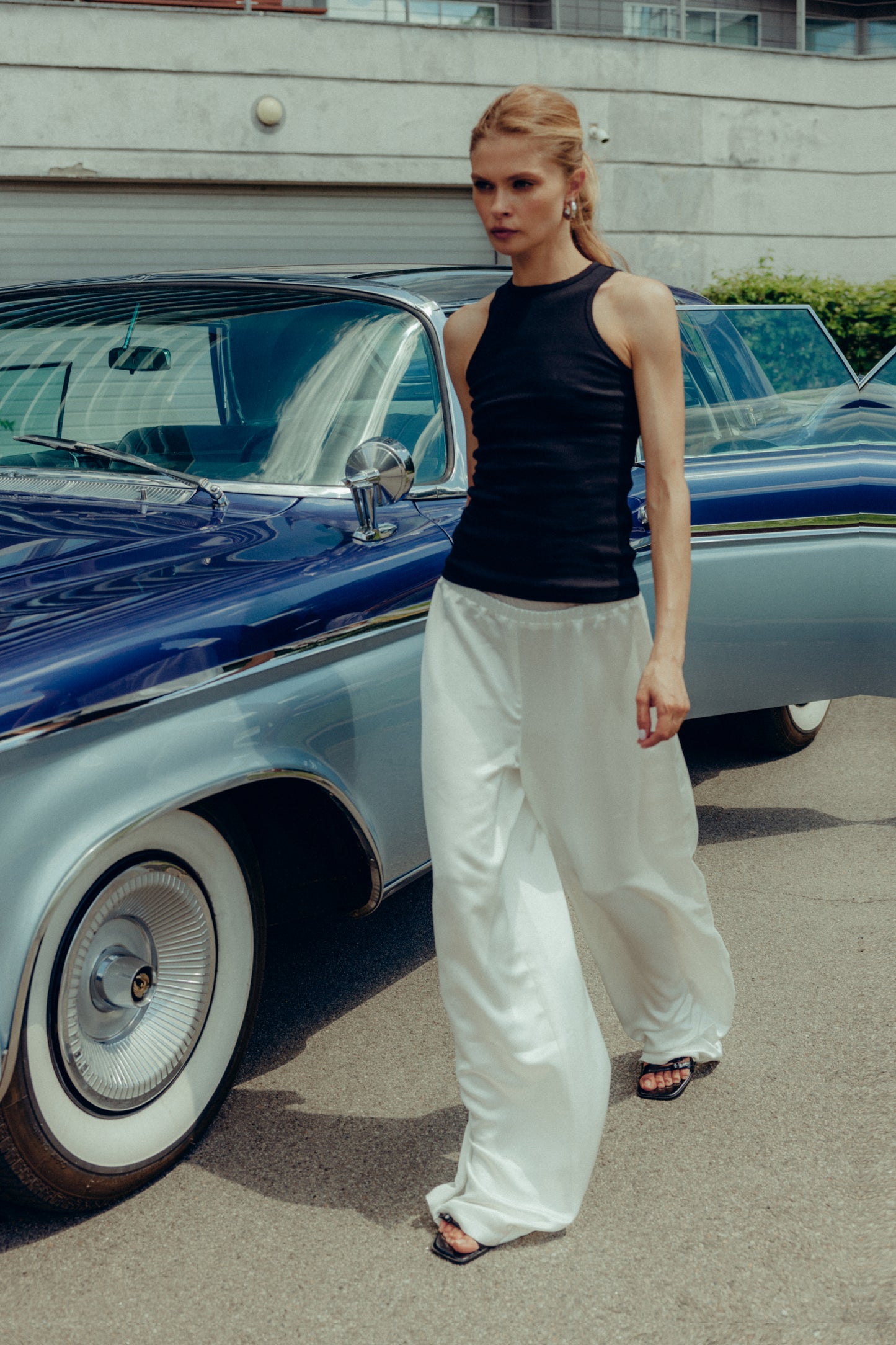 BAZHANE БРЮКИ АТЛАСНІ З ІМІТАЦІЄЮ МЕРЕЖИВНОЇ БІЛИЗНИ