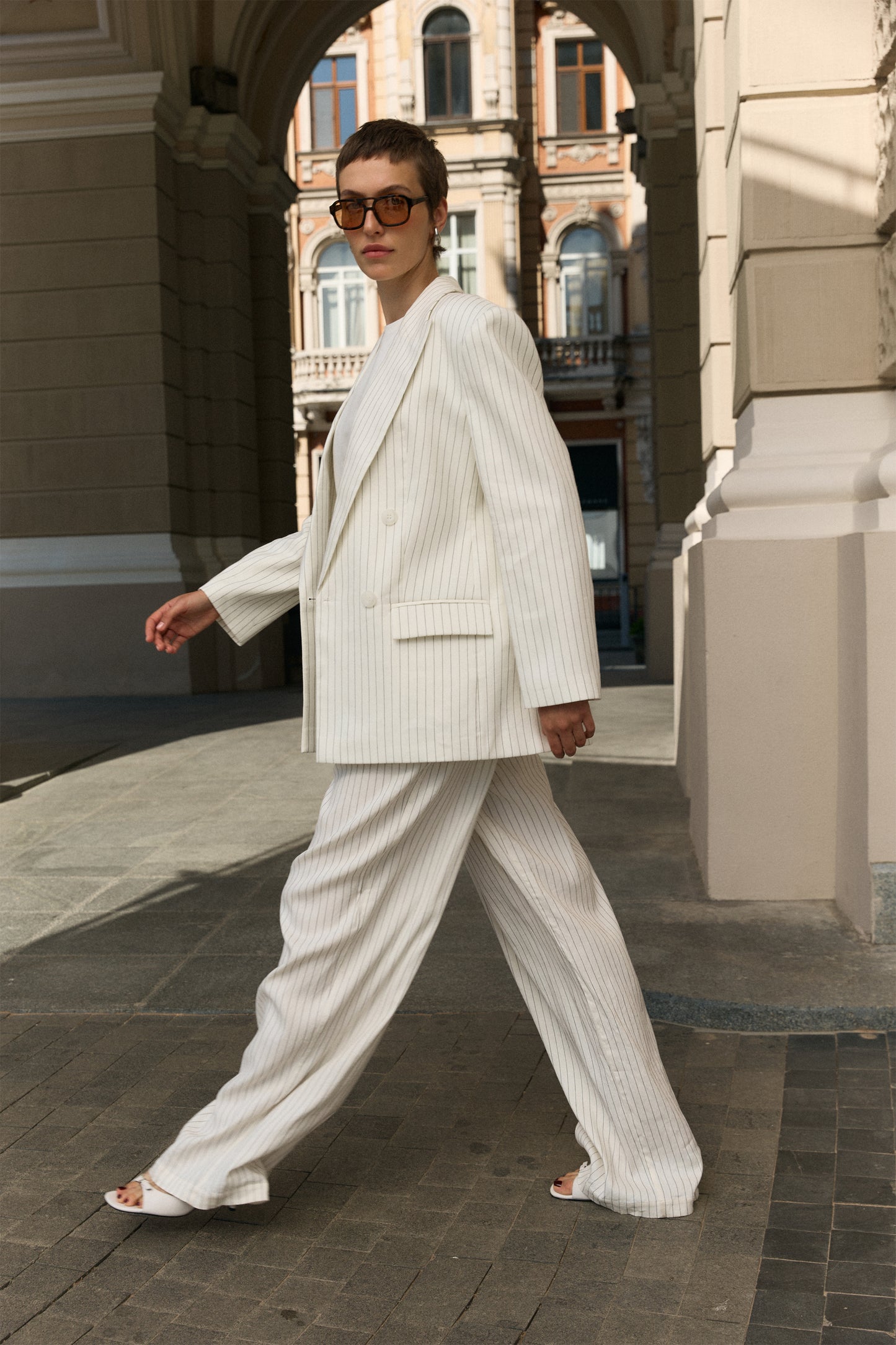 BAZHANE ЖАКЕТ ЛЛЯНИЙ ДВОБОРТНИЙ ОВЕРСАЙЗ З ПІДПЛІЧНИКАМИ