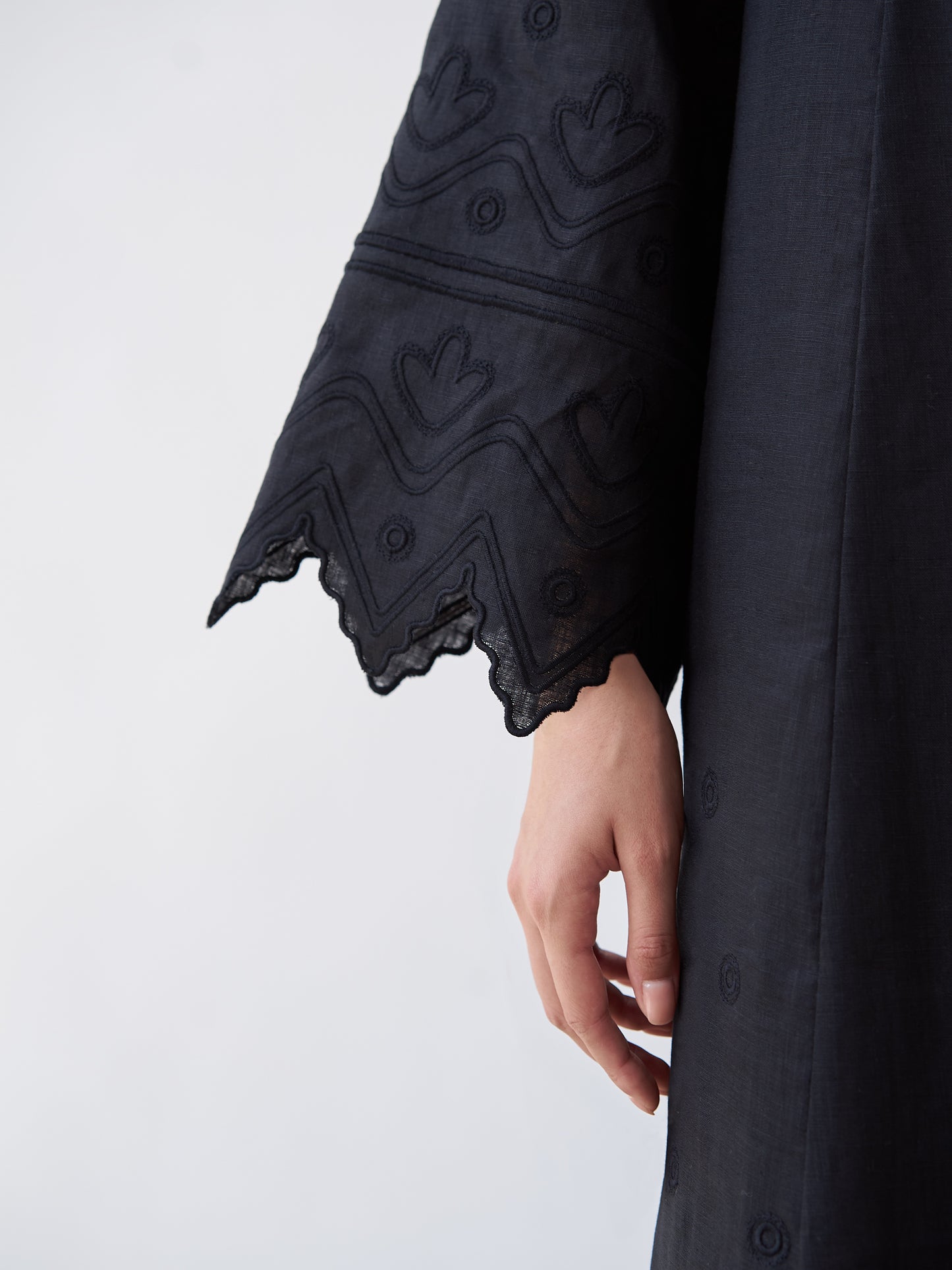 ETNODIM Чорна лляна сукня з вишивкою Nizhnist Black