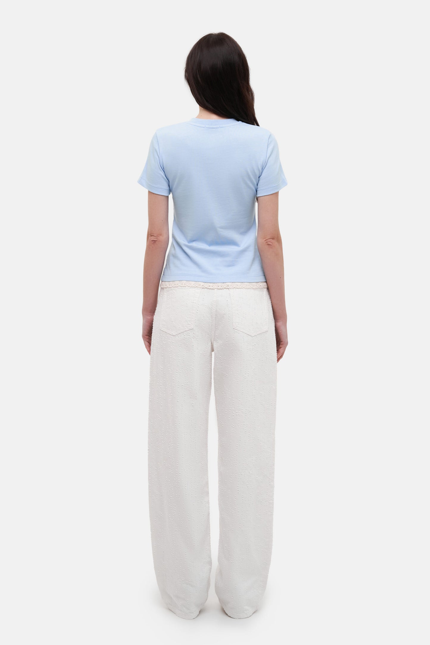 MATCH DENIM Blue T-Shirt with crochet trim