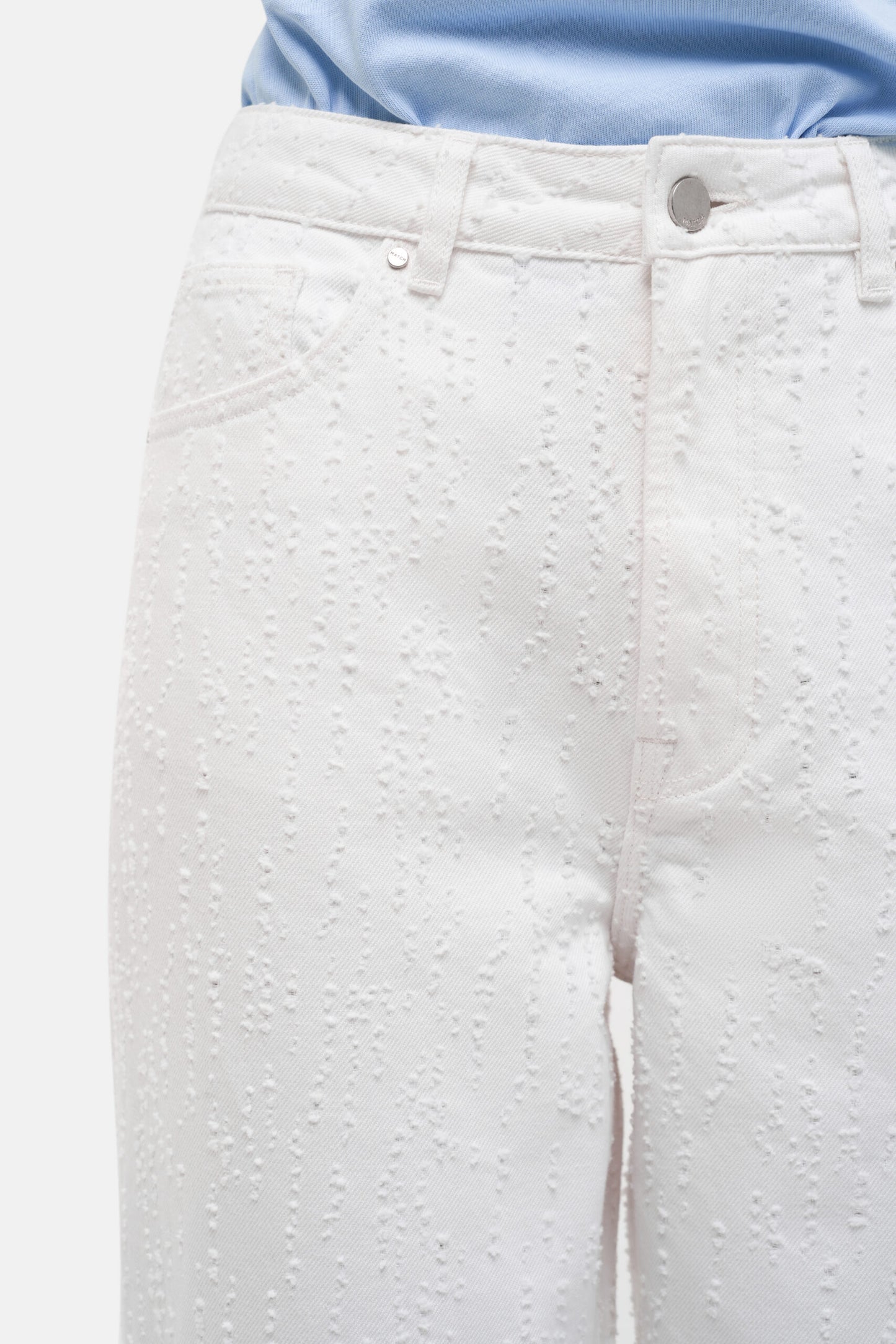 MATCH DENIM Perforated White Jeans
