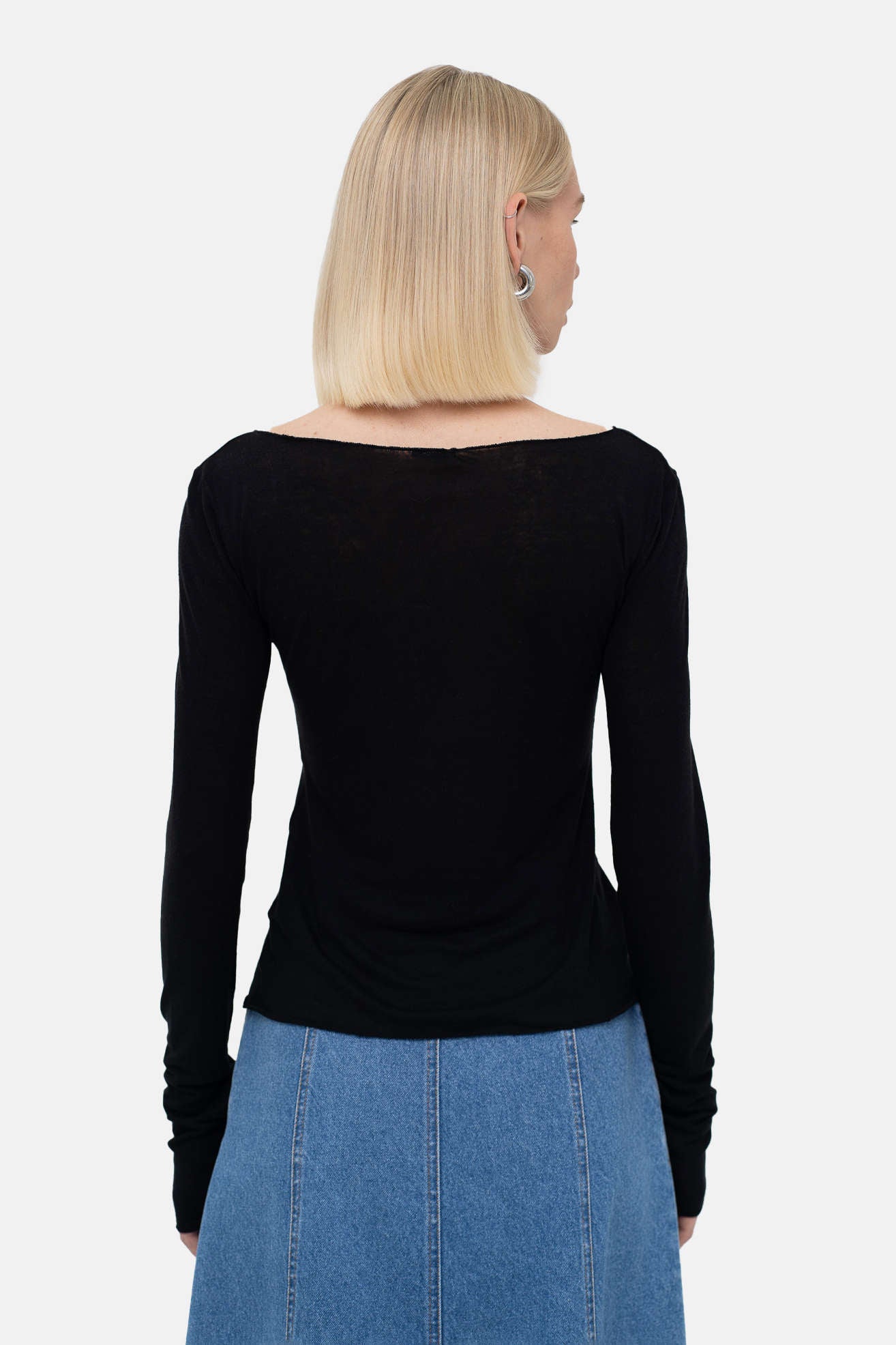 Black Blouse with Crochet Flowers