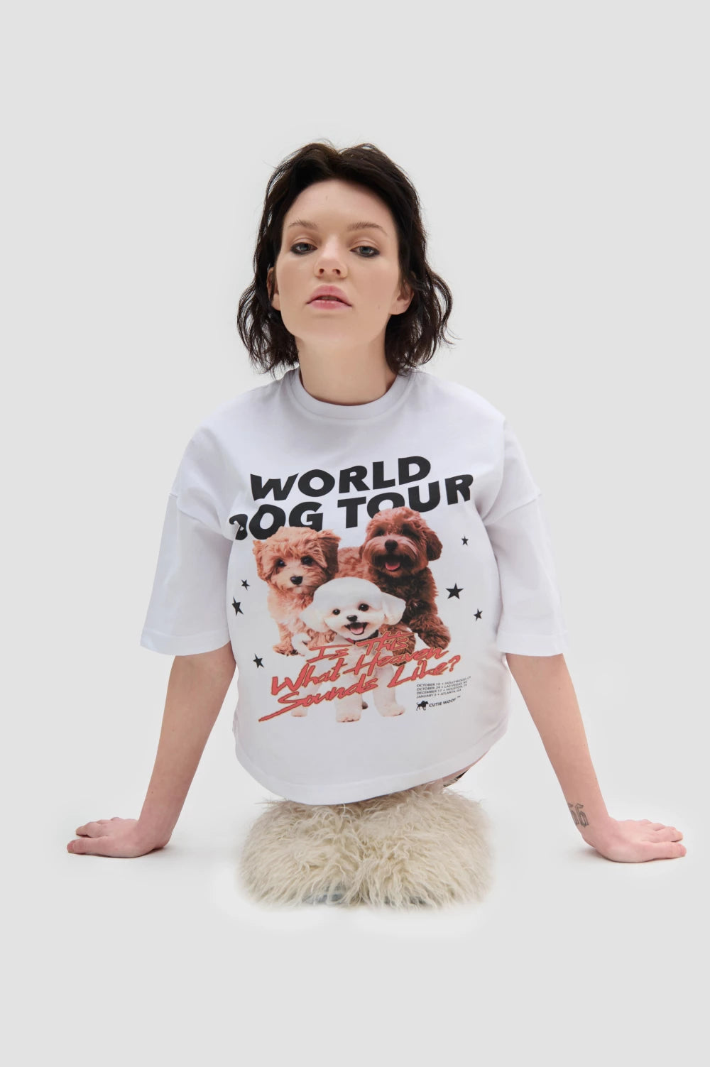 KEEPSTYLE футболка “world dog tour” у білому кольорі