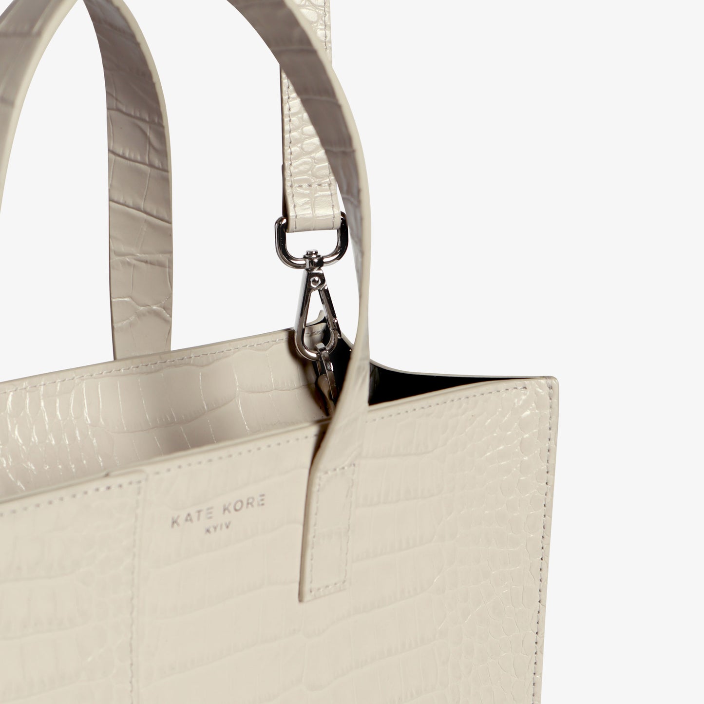 Kate Kore Square Tote Croco Ivory