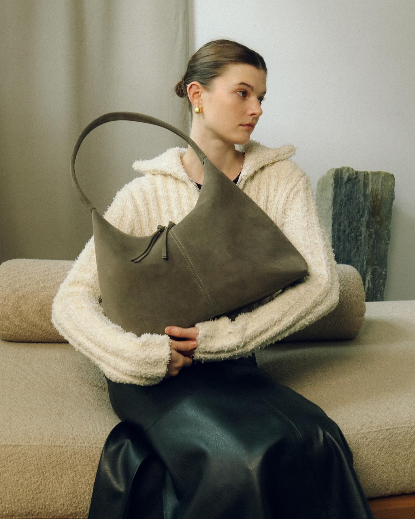 Kate Kore Hobo Olive Suede