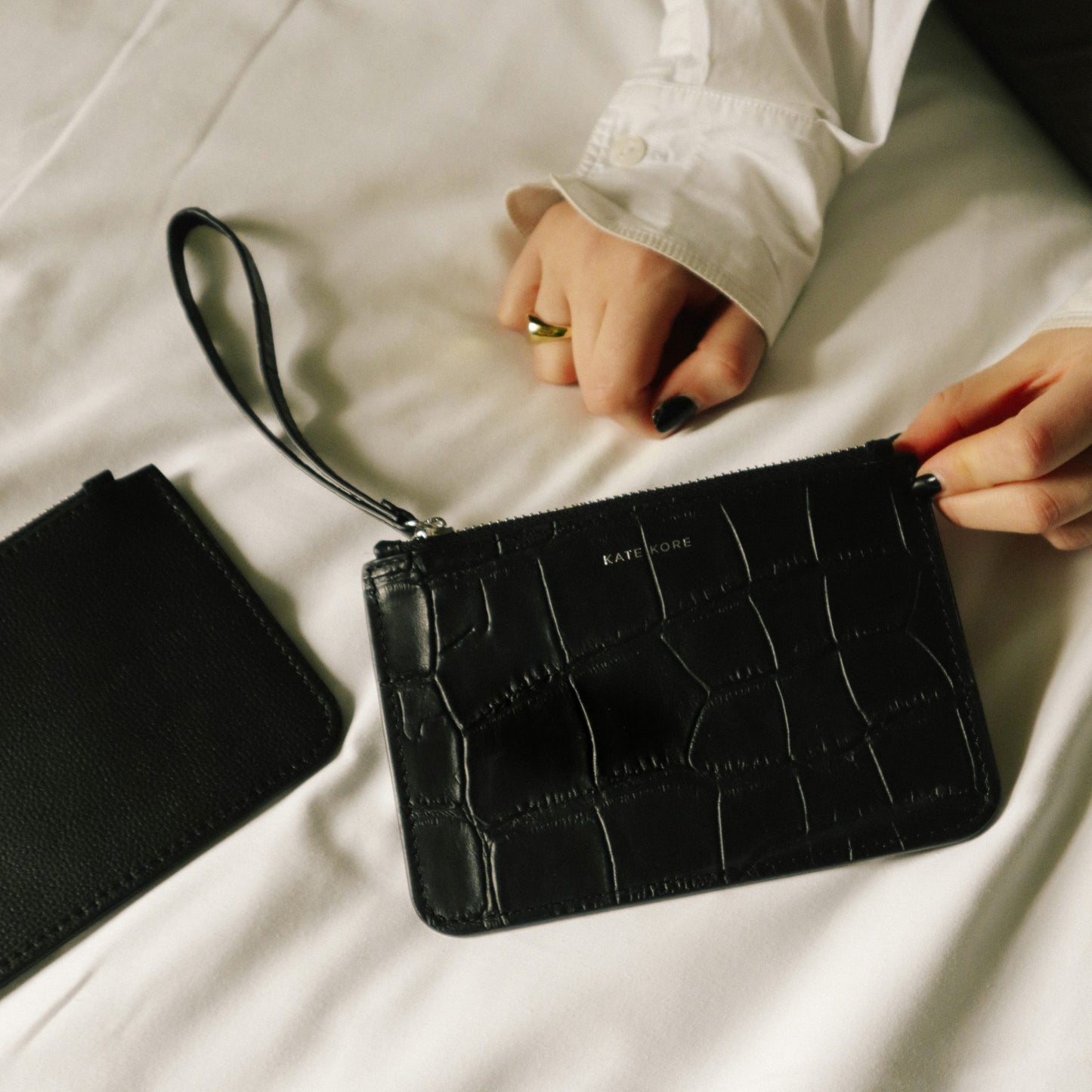 Kate Kore Mini Wallet Croco Black