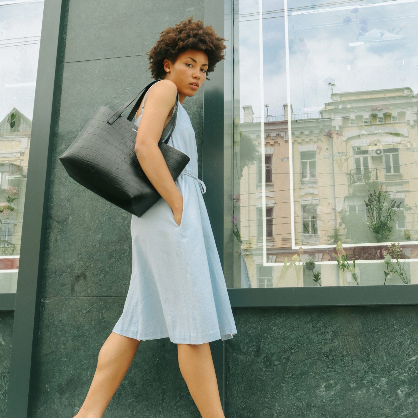 Kate Kore Croco Tote Black / Rossa