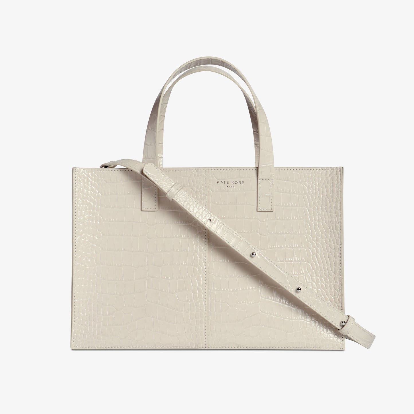 Kate Kore Square Tote Croco Ivory