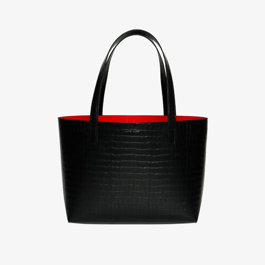 Kate Kore Croco Tote Black / Rossa