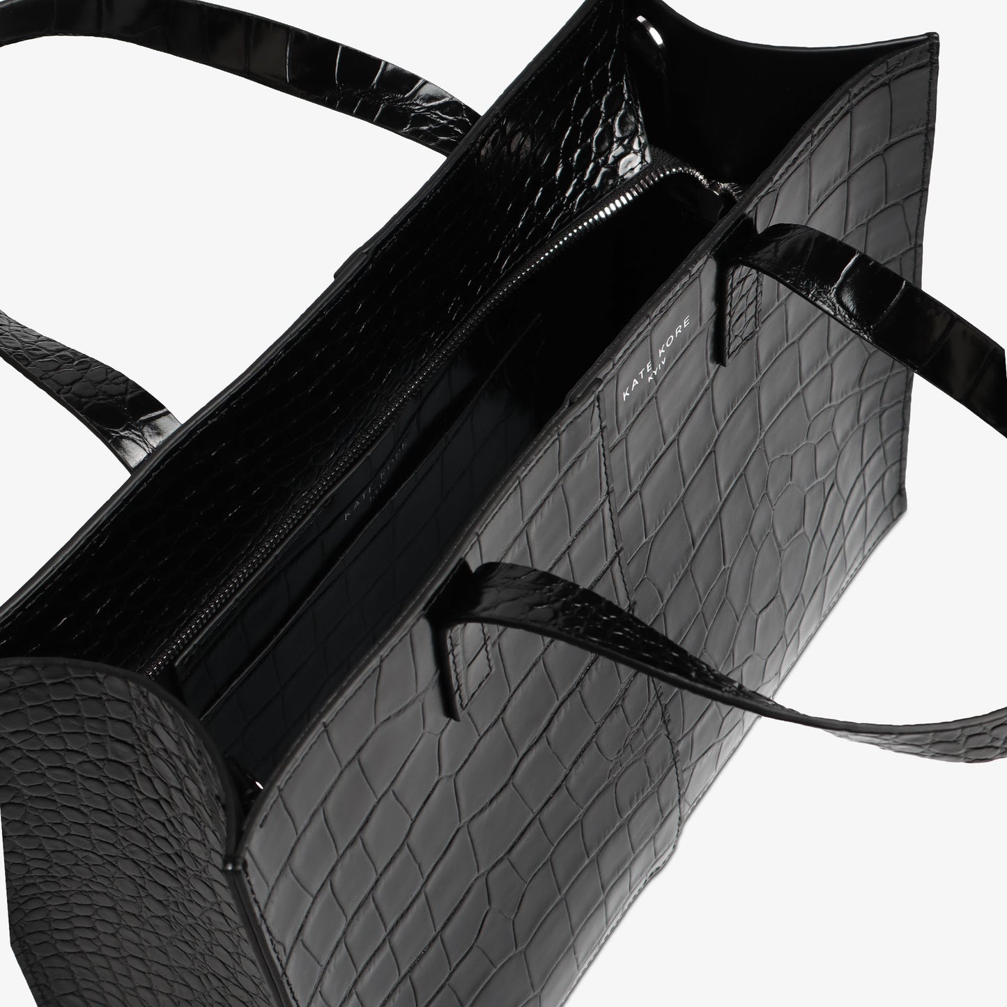 Kate Kore Square Tote Croco Black