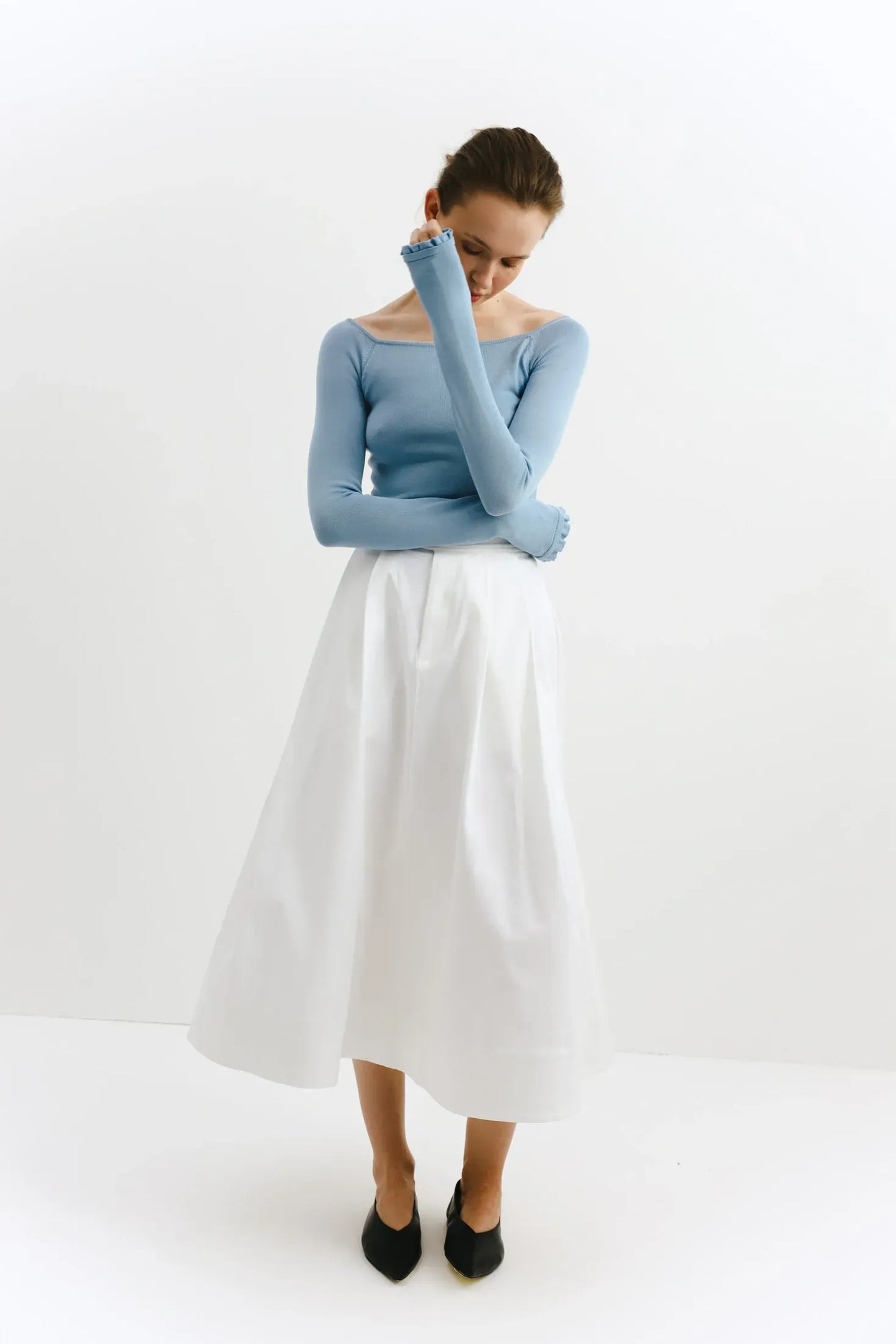 Wool Happen Лонгслів Daisy з рюшами блакитний