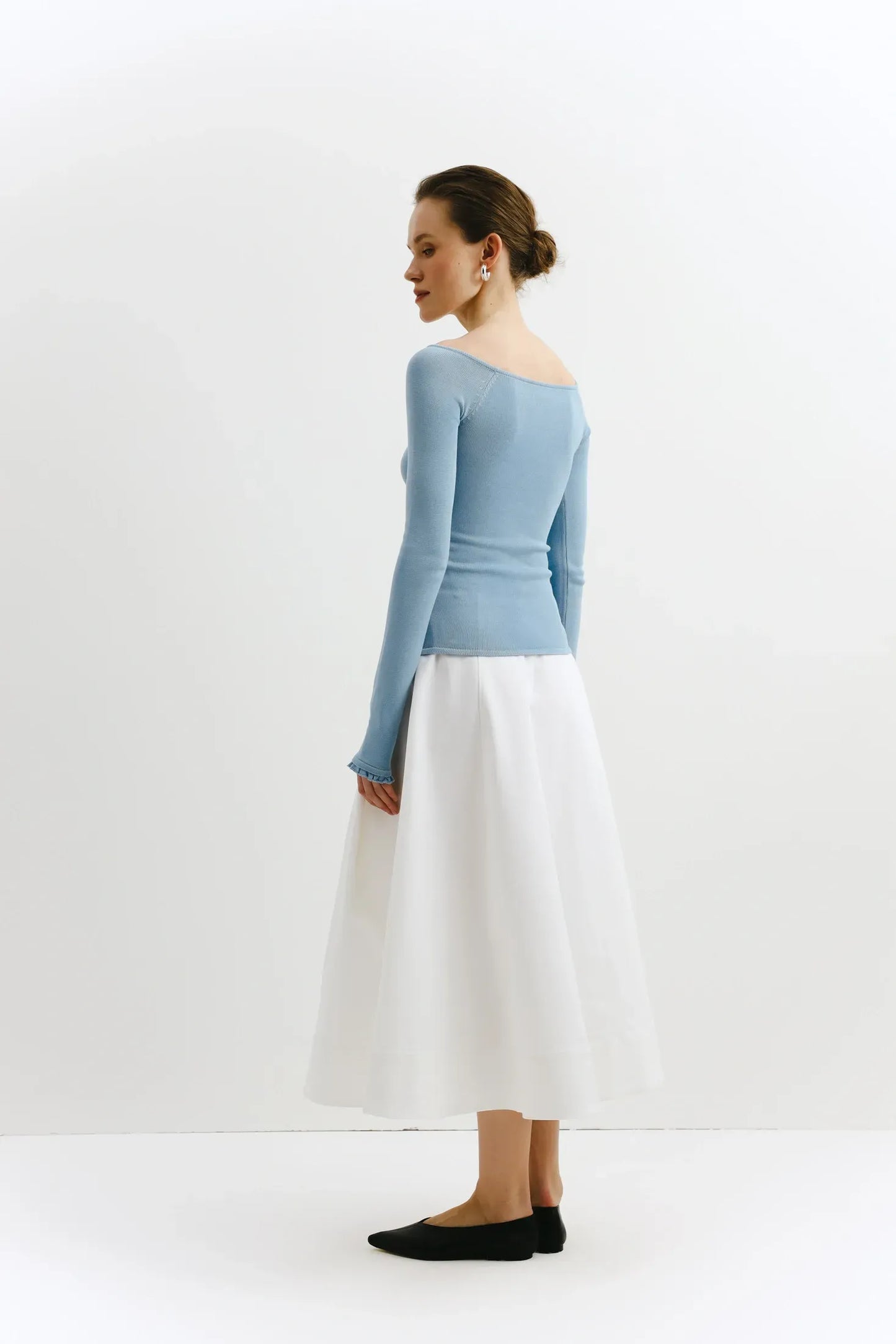 Wool Happen Лонгслів Daisy з рюшами блакитний