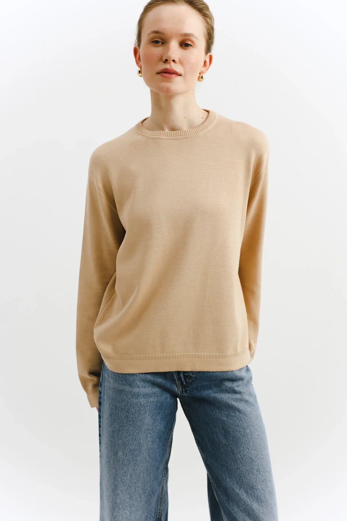 Wool Happen Лонгслів вільного крою Hillary бежевий