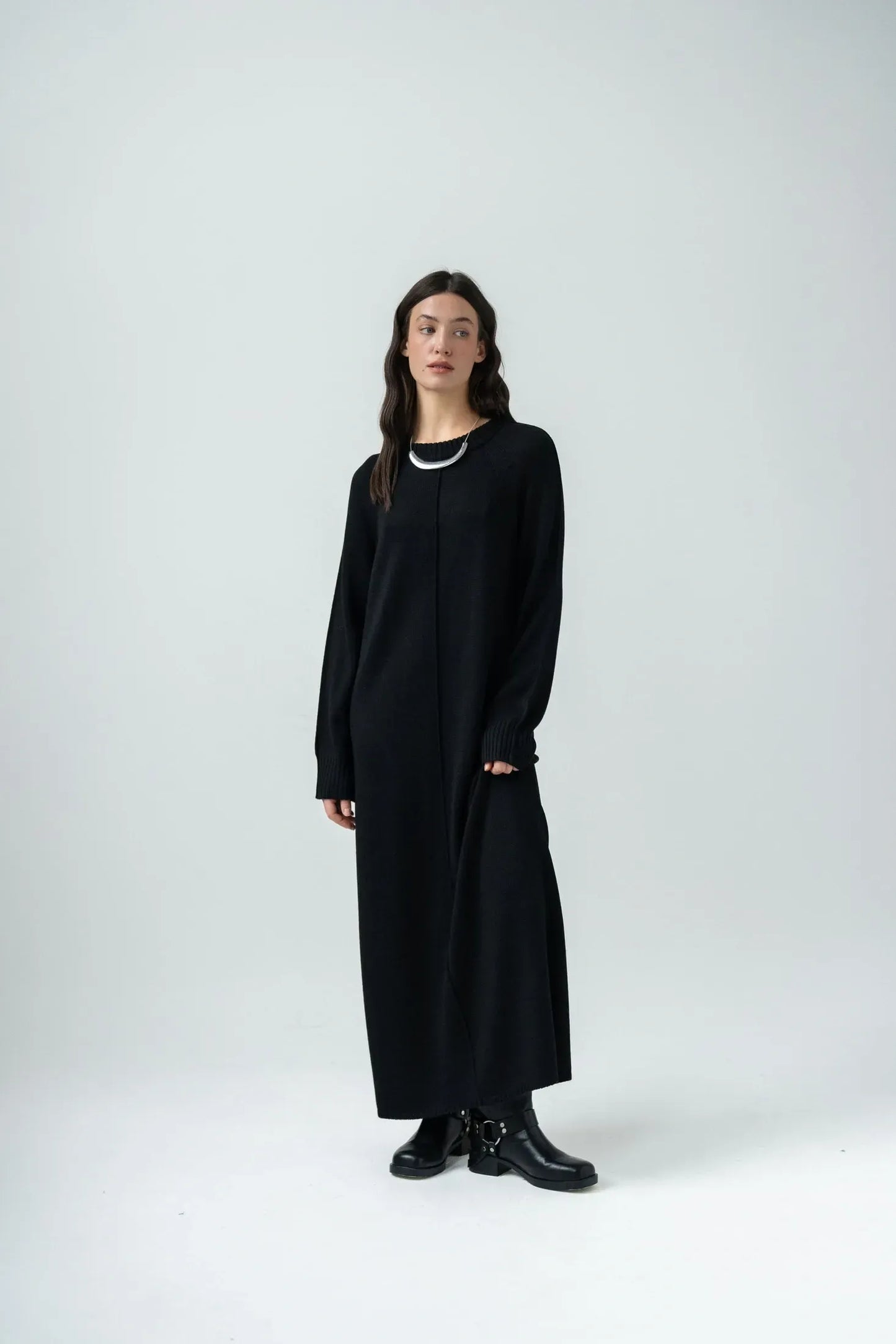 Wool Happen Сукня Beverly з круглим горлом чорна, XS