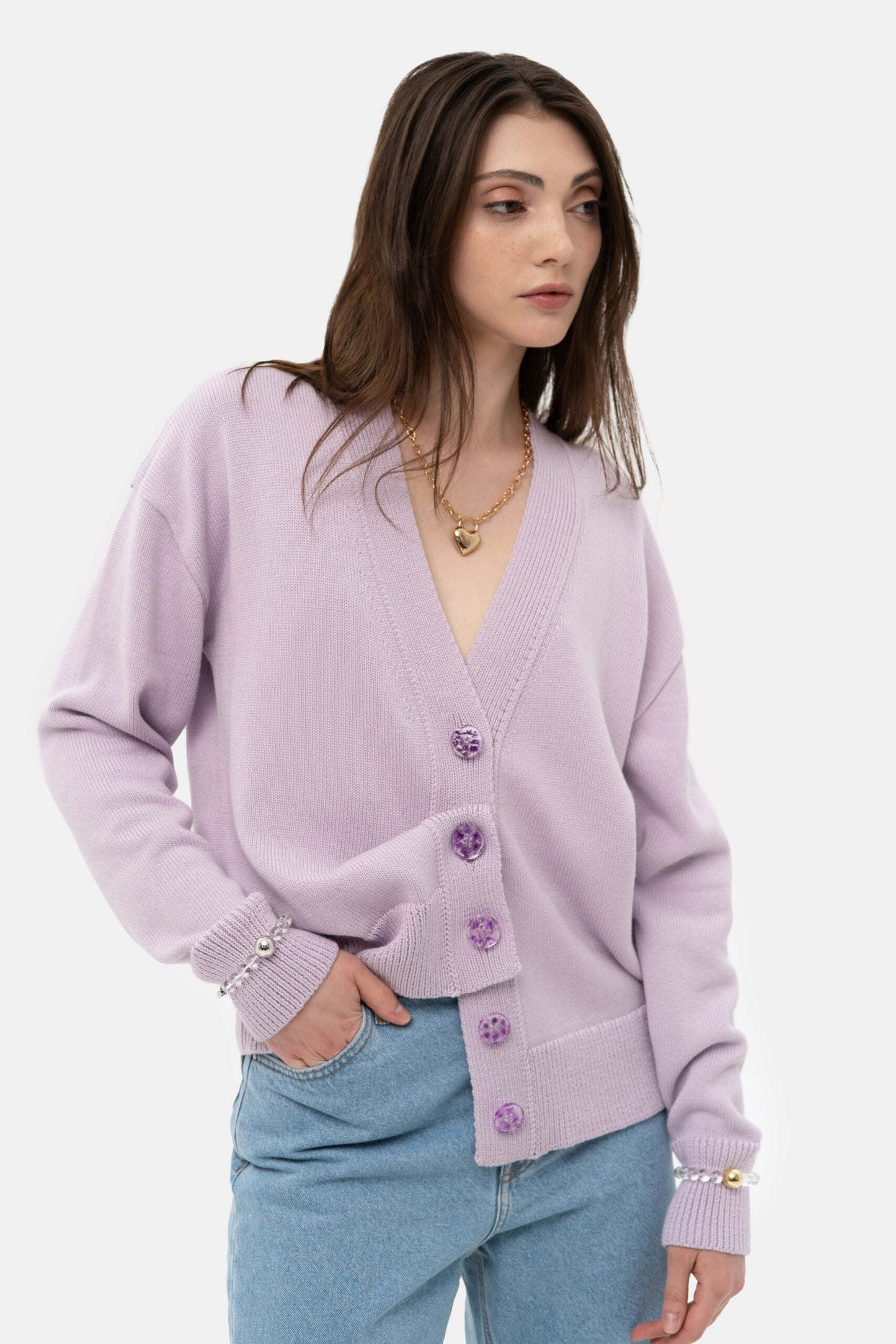 MATCH DENIM Lilac Knit Cardigan