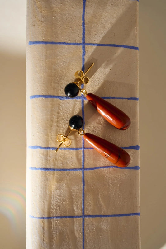 O`KRYK Сережки-пусети Drop з яшмою