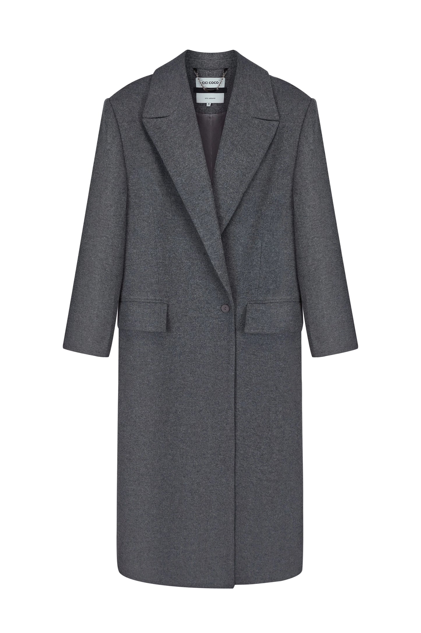 CICI COCO ПАЛЬТО ВОВНЯНЕ ПРЯМОГО КРОЮ СІРЕ COUTURE