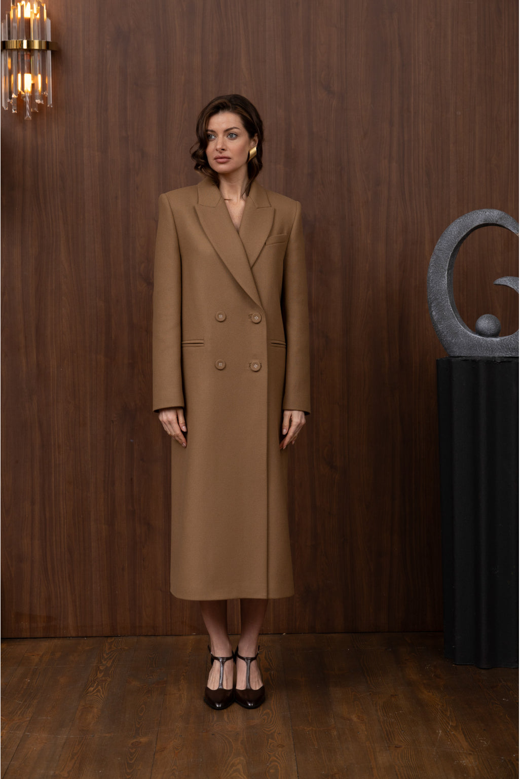 WONDER Вовняне пальто з об'ємними плечима бежевий