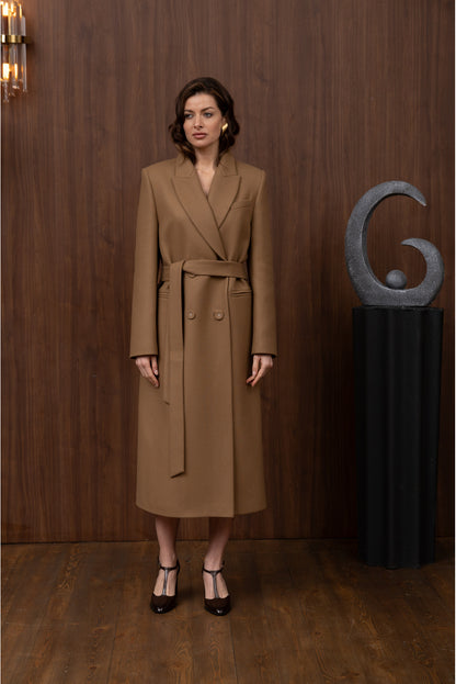 WONDER Вовняне пальто з об'ємними плечима бежевий