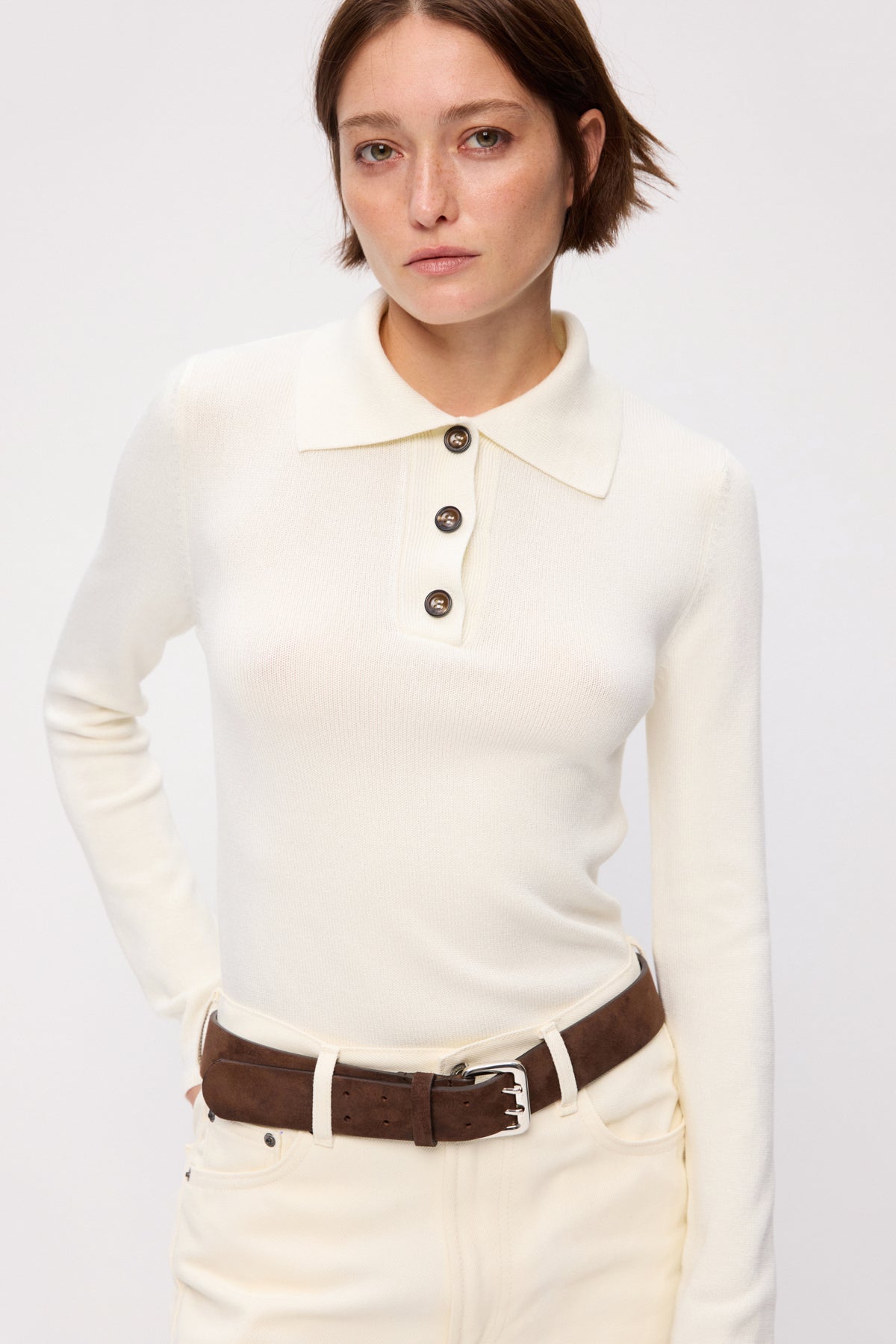 Wool Happen Лонгслів-поло Jill  Молочний