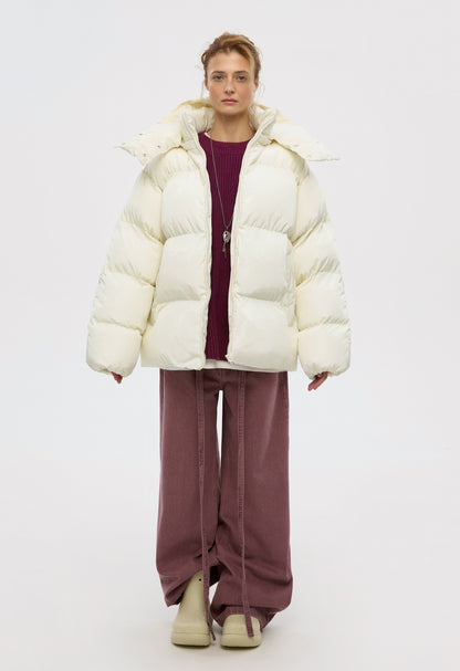 BE OM ПУХОВИК ОВЕРСАЙЗ МОЛОЧНИЙ