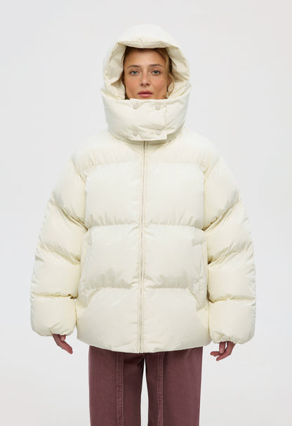 BE OM ПУХОВИК ОВЕРСАЙЗ МОЛОЧНИЙ