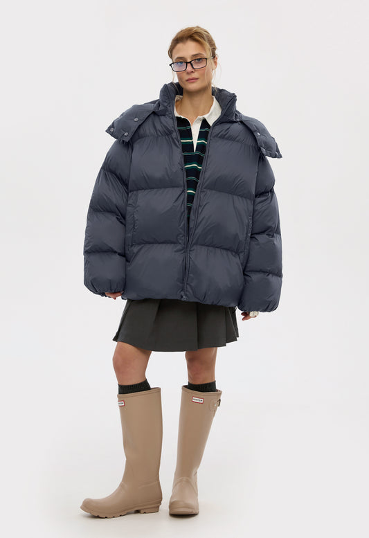 BE OM ПУХОВИК ОВЕРСАЙЗ ГРАФІТОВИЙ