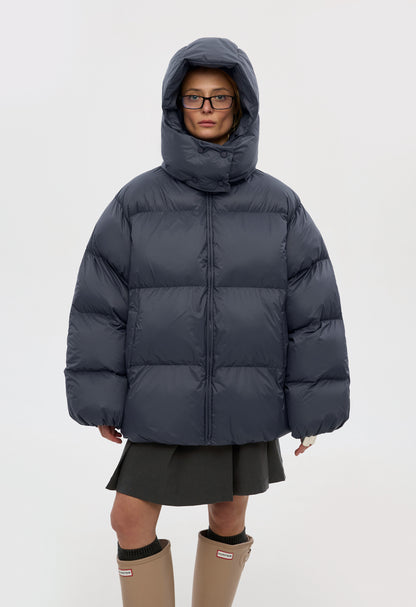 BE OM ПУХОВИК ОВЕРСАЙЗ ГРАФІТОВИЙ