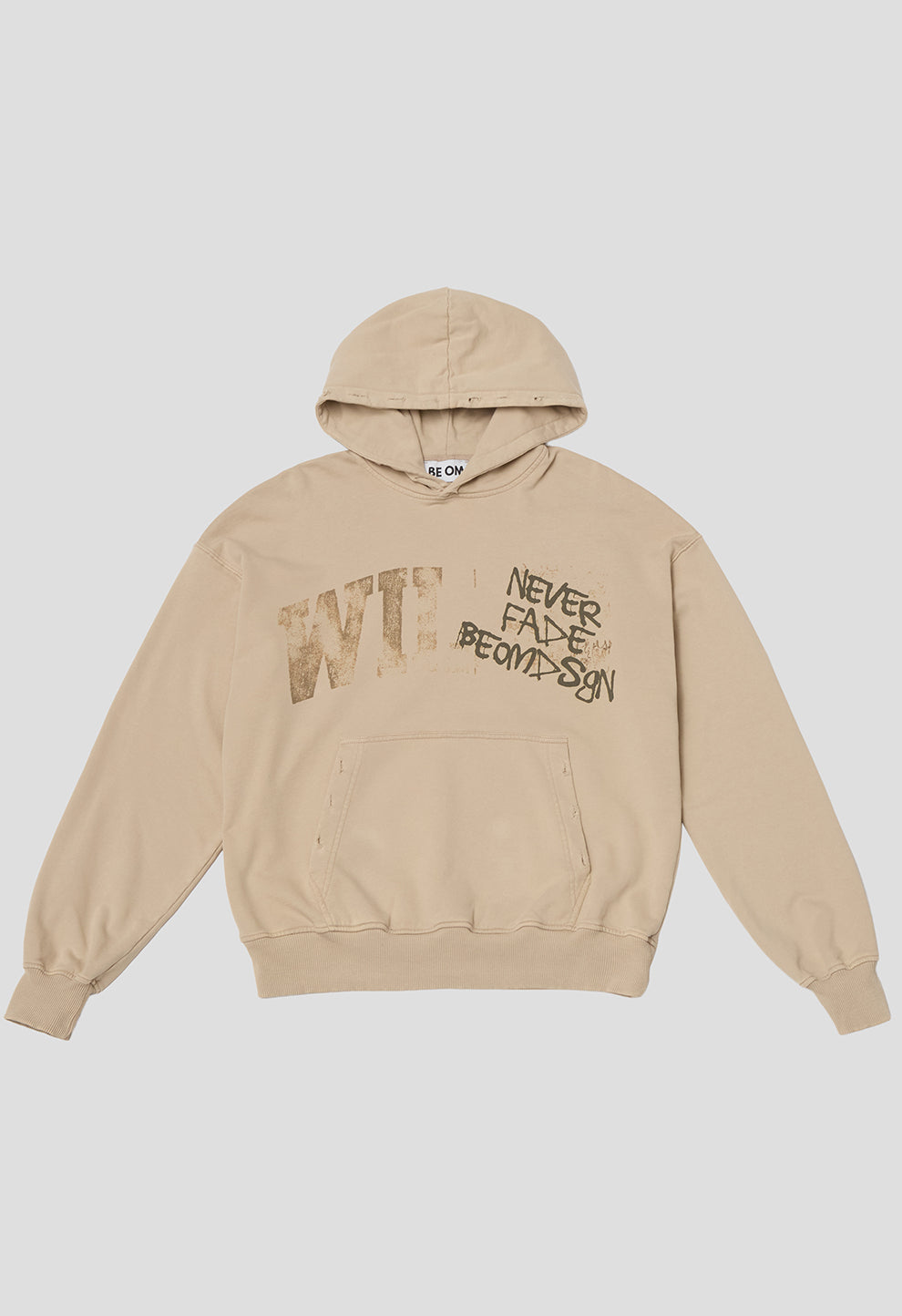 BE OM ХУДІ ОВЕРСАЙЗ ВИВАРЕНИЙ БЕЖЕВИЙ