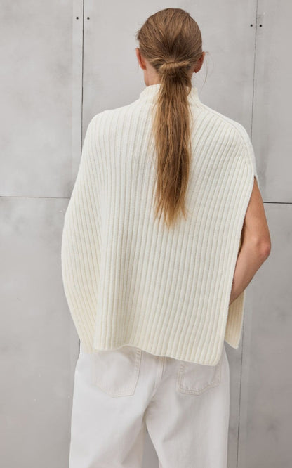 COOSH НАКИДКА-ПОНЧО ALV ВОВНЯНА В РУБЧИК З ВИСОКИМ КОМІРОМ