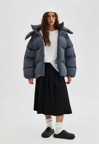 BE OM ПУХОВИК ОВЕРСАЙЗ ГРАФІТОВИЙ