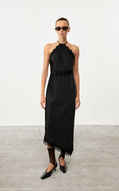 COOSH СУКНЯ МІДІ MAURA САТИНОВА З АСИМЕТРИЧНИМ НИЗОМ