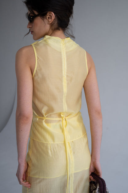 THE LACE Жiночий топ із тенселу з тонким поясом lemon sorbet