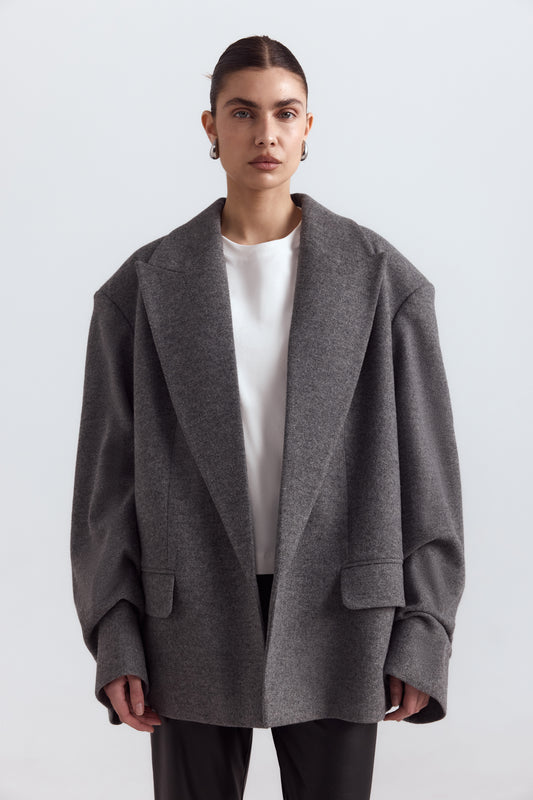 BAZHANE ПАЛЬТО-ЖАКЕТ ОВЕРСАЙЗ ІЗ ЗБІРКОЮ НА РУКАВІ