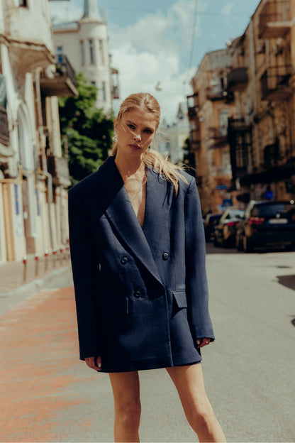 BAZHANE Жакет лляний двобортний оверсайз з підплічниками