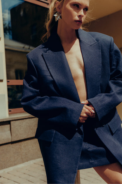 BAZHANE Жакет лляний двобортний оверсайз з підплічниками