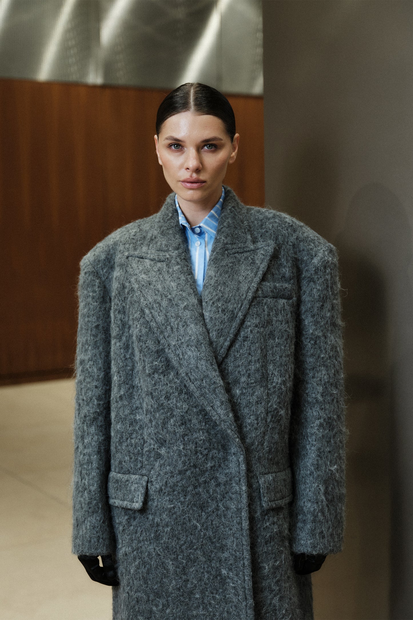 BAZHANE ПАЛЬТО ОВЕРСАЙЗ ПРЯМОГО КРОЮ З АЛЬПАКИ