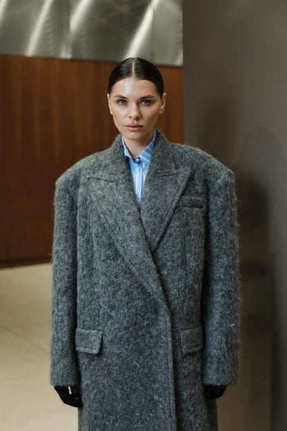 BAZHANE ПАЛЬТО ОВЕРСАЙЗ ПРЯМОГО КРОЮ З АЛЬПАКИ