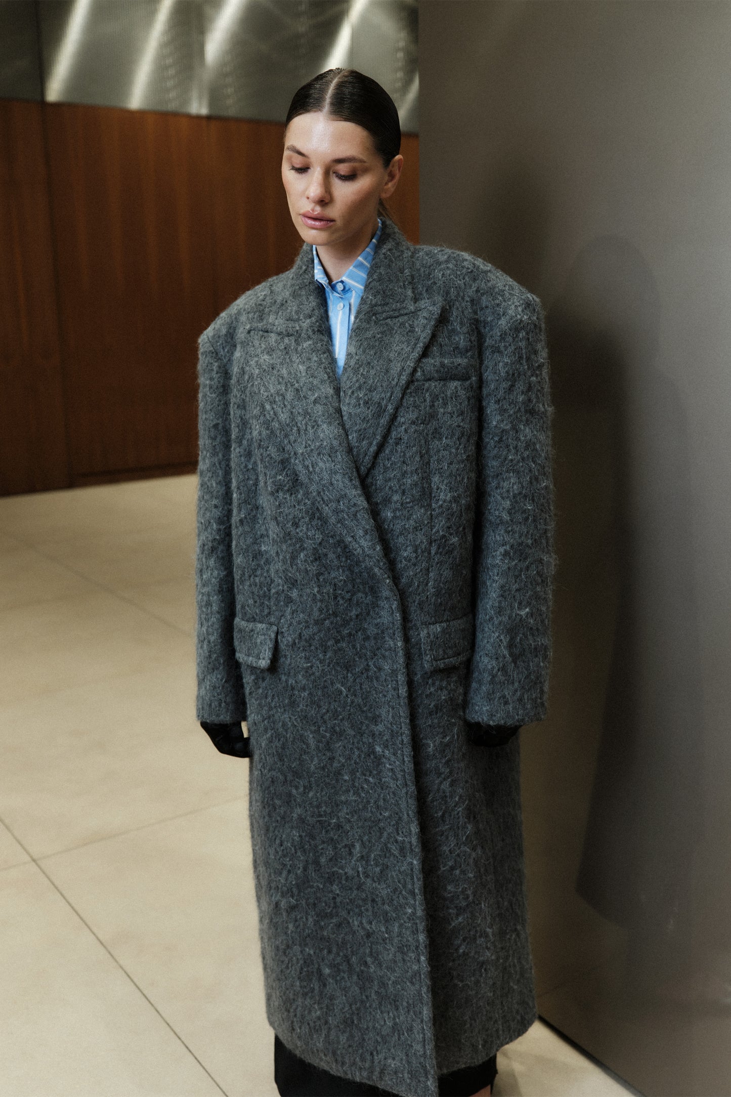 BAZHANE ПАЛЬТО ОВЕРСАЙЗ ПРЯМОГО КРОЮ З АЛЬПАКИ