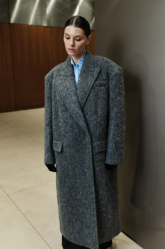 BAZHANE ПАЛЬТО ОВЕРСАЙЗ ПРЯМОГО КРОЮ З АЛЬПАКИ