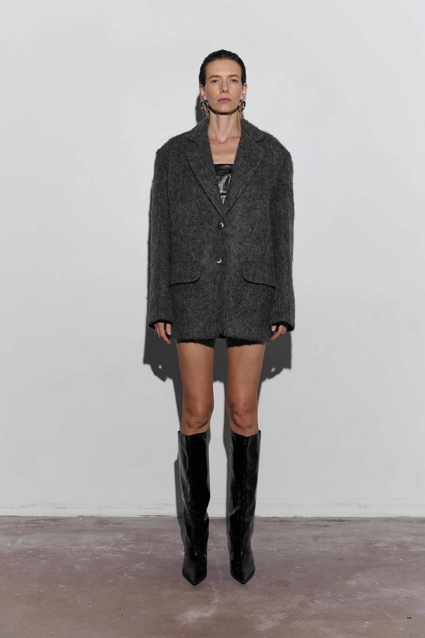 BAZHANE ПАЛЬТО-ЖАКЕТ ОВЕРСАЙЗ З АЛЬПАКИ