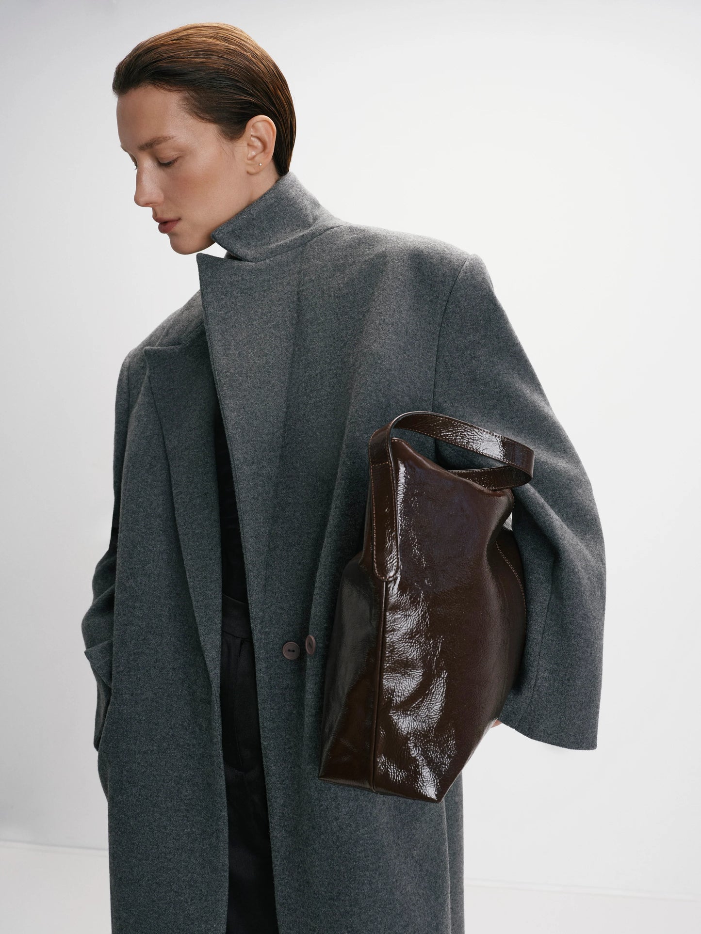 CICI COCO ПАЛЬТО ВОВНЯНЕ ПРЯМОГО КРОЮ СІРЕ COUTURE