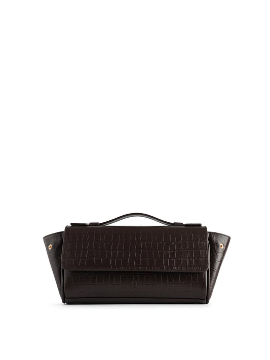 NUKOT BAGUETTE FLIP CROCO BROWN