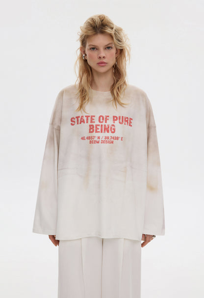 BE OM Жіночий лонгслів BEOMDSGN oversize молочний варений STATE OF PURE