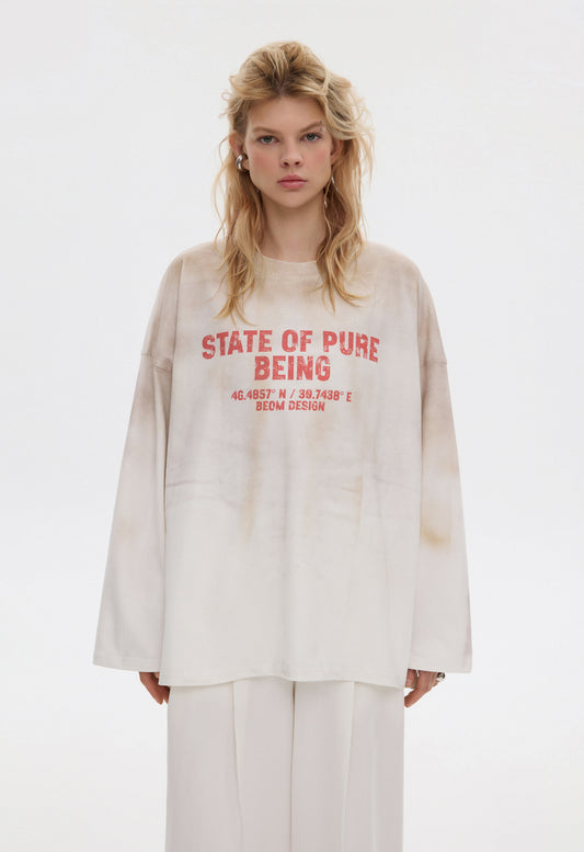 BE OM Жіночий лонгслів BEOMDSGN oversize молочний варений STATE OF PURE
