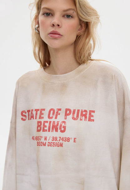 BE OM Жіночий лонгслів BEOMDSGN oversize молочний варений STATE OF PURE